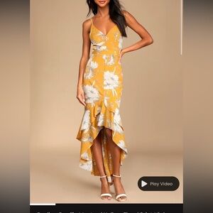 Lulu's Yellow Floral High Low Dress